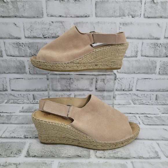Macarena Light Blush Pink Suede Wedge Espadrilles Silng Back Size 40 EU 9 US - Picture 4 of 7
